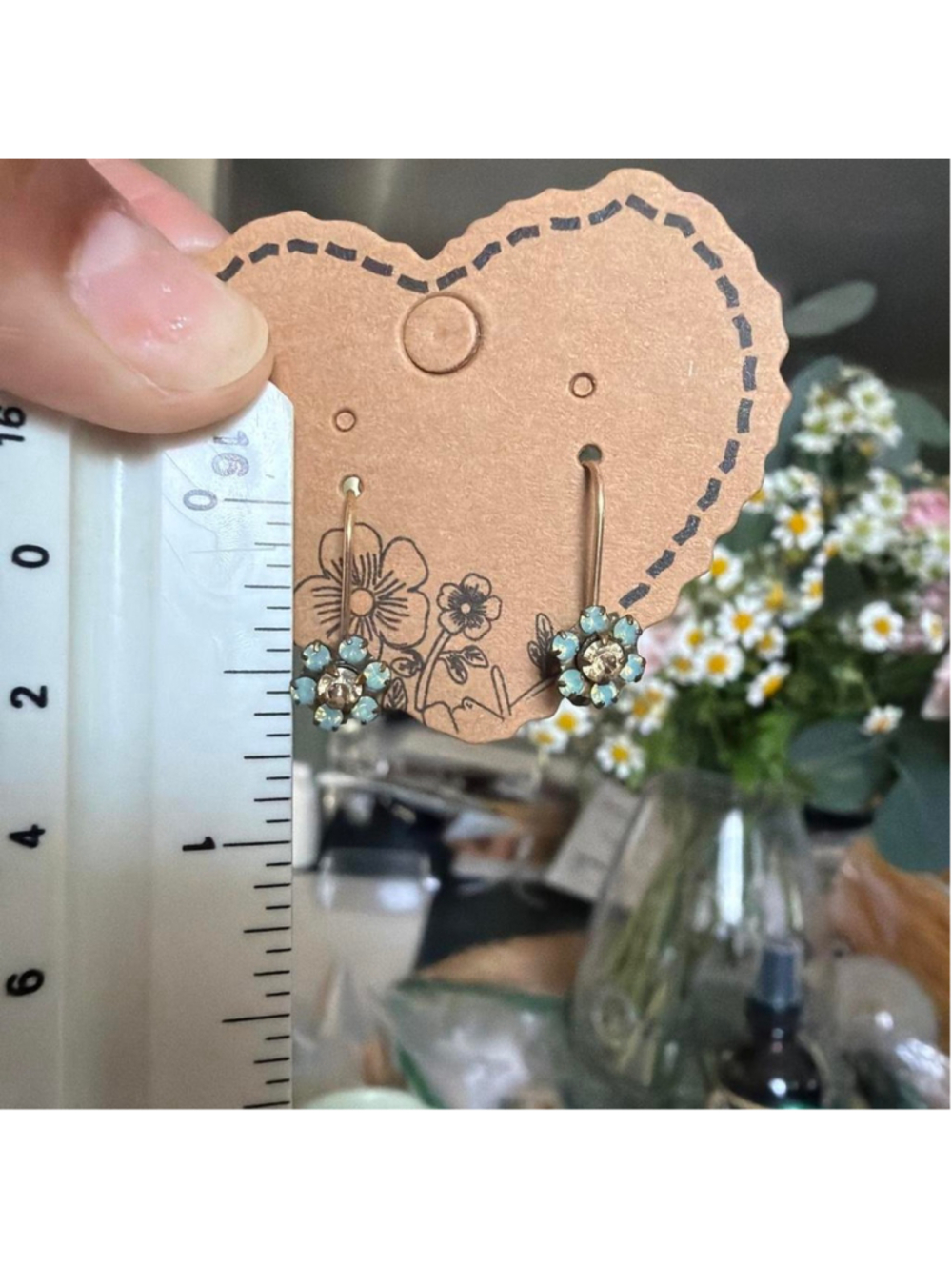 #lizpalacios Gold hoop earrings with blue and green floral design #floral #hoop